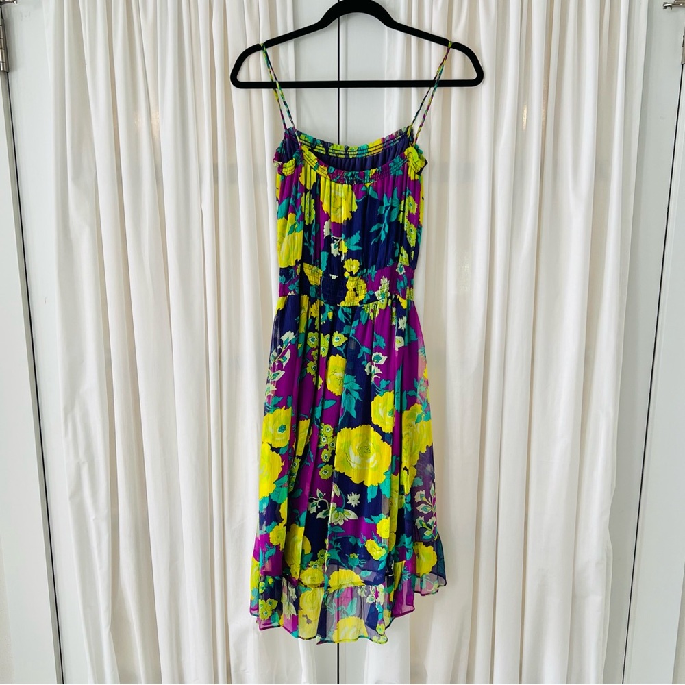 Ella Moss Purple Floral Chiffon Spaghetti Strap Dress